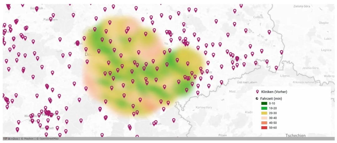 Intensivmedizinische Komplexbehandlung 30 Minuten Erreichbarkeit (vorher 2021), Quelle BinDoc GmbH