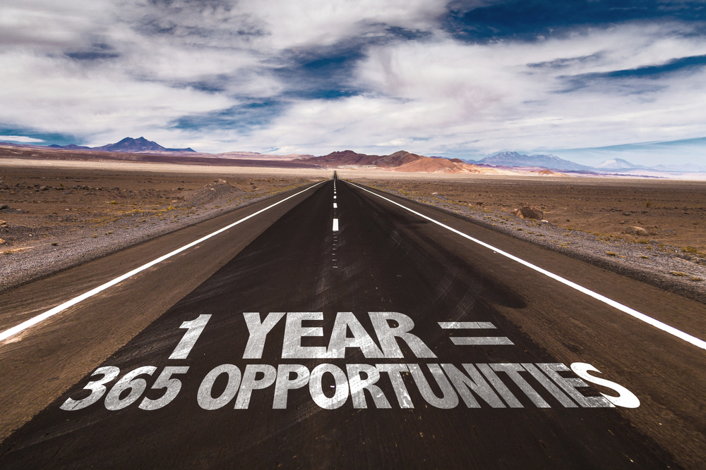 1 Year = 365 Opportunities written on desert road